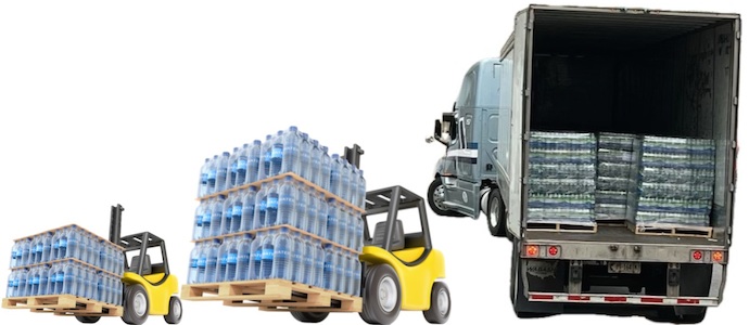 Bulk Delivery of Quality Spring Water in New Jersey: Pallet sizes included 48 cases, 84 cases, or 19 pallets per truckload