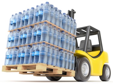 Pallet of Bottled Water on a Forklift