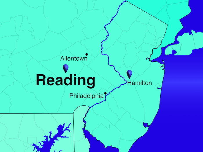 Map of Reading Pennsylvania